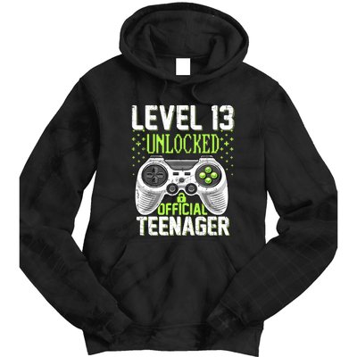 13th Birthday Level 13 Unlocked Funny Teenager Game Tie Dye Hoodie