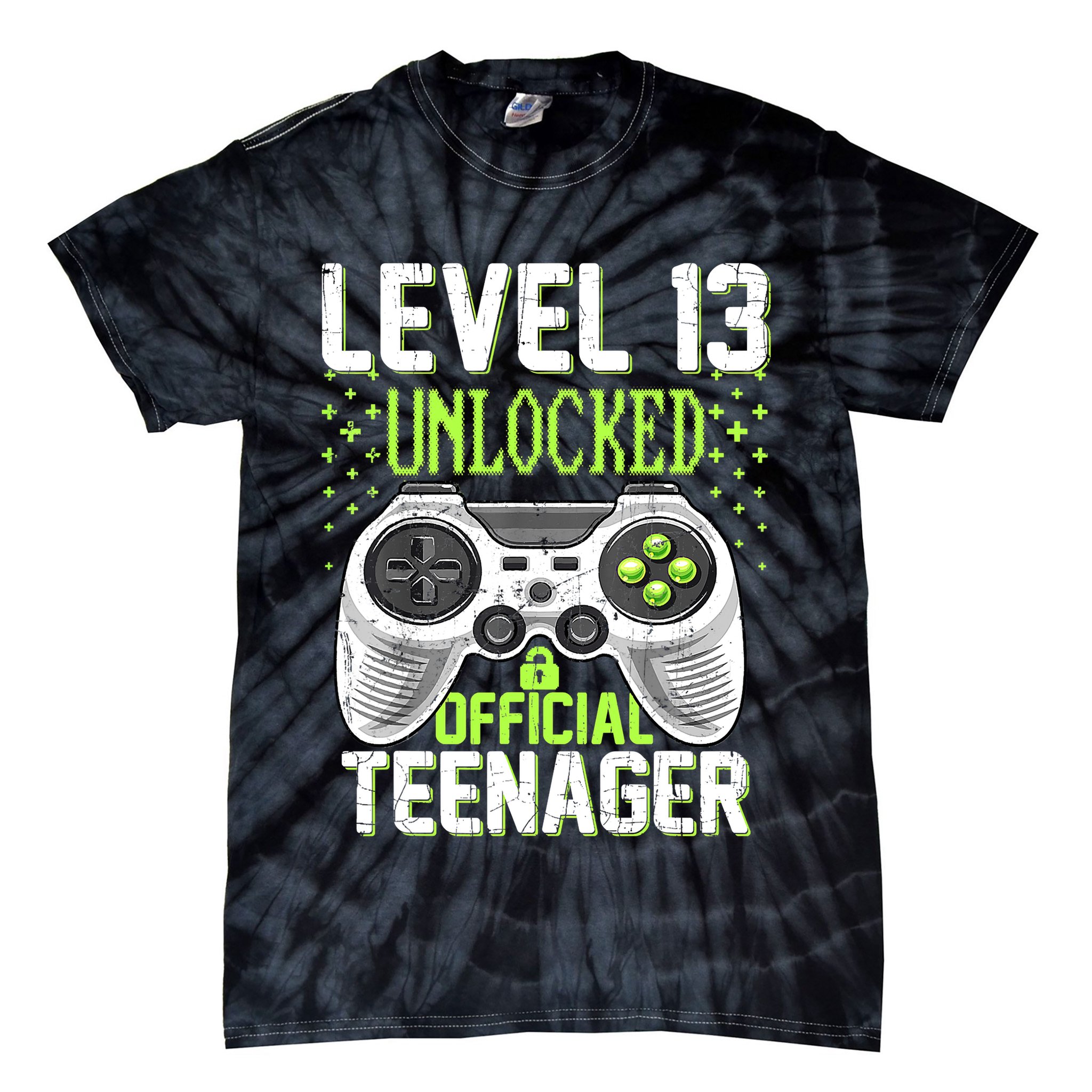 13th Birthday Level 13 Unlocked Funny Teenager Game Tie-Dye T-Shirt