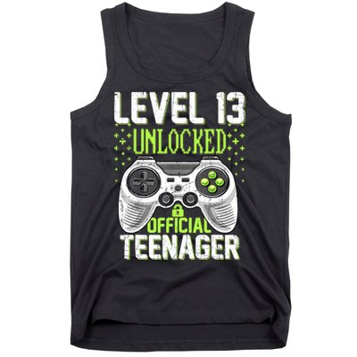 13th Birthday Level 13 Unlocked Funny Teenager Game Tank Top