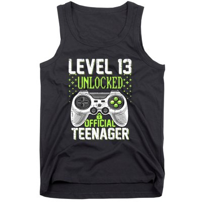 13th Birthday Level 13 Unlocked Funny Teenager Game Tank Top