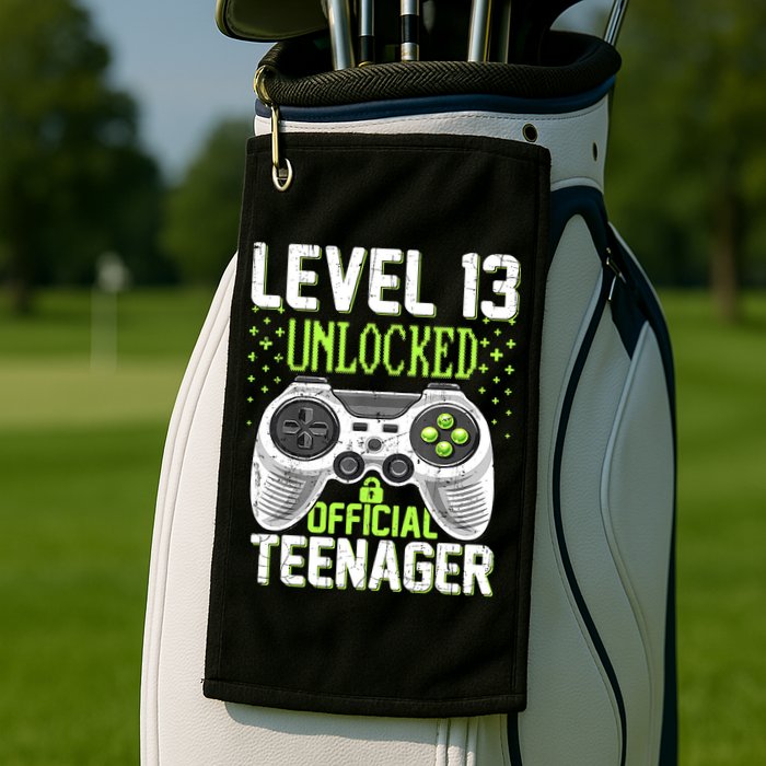 13th Birthday Level 13 Unlocked Funny Teenager Game Golf Towel