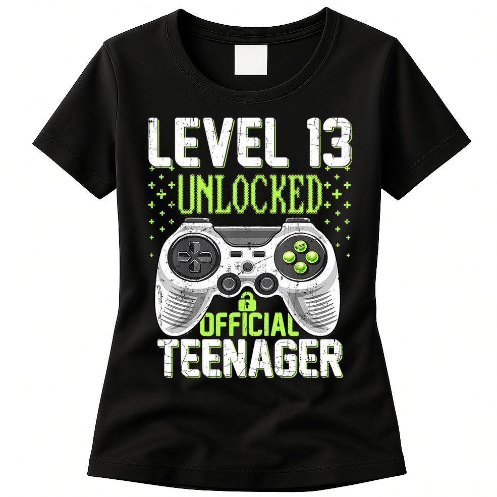 13th Birthday Level 13 Unlocked Funny Teenager Game Womens T-Shirt