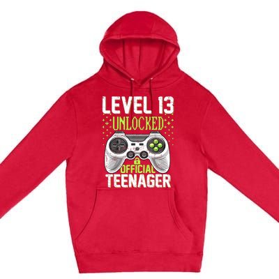 13th Birthday Level 13 Unlocked Funny Teenager Game Premium Pullover Hoodie