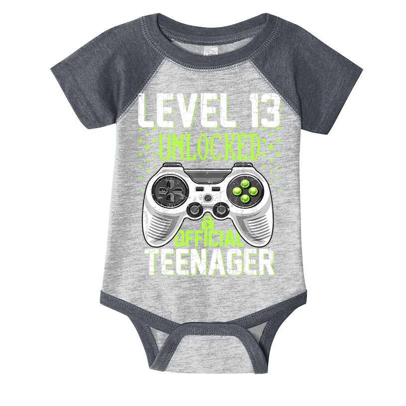 13th Birthday Level 13 Unlocked Funny Teenager Game Infant Baby Jersey Bodysuit