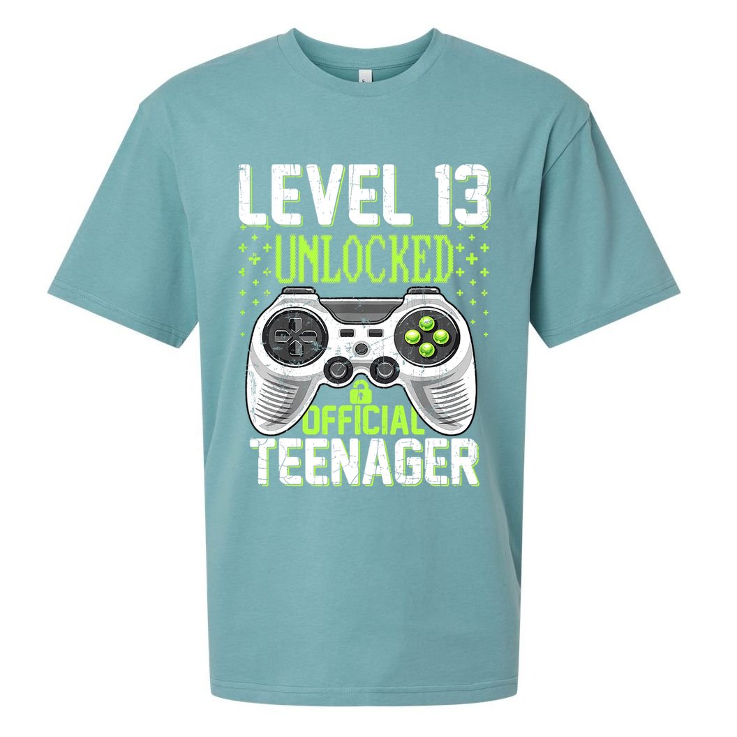 13th Birthday Level 13 Unlocked Funny Teenager Game Sueded Cloud Jersey T-Shirt