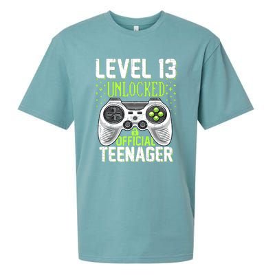 13th Birthday Level 13 Unlocked Funny Teenager Game Sueded Cloud Jersey T-Shirt