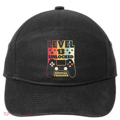 13th Birthday . Level 13 Unlocked, Nager 7-Panel Snapback Hat