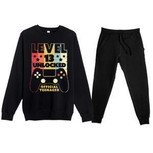 13th Birthday . Level 13 Unlocked, Nager Premium Crewneck Sweatsuit Set