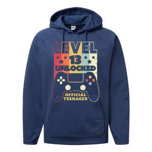 13th Birthday . Level 13 Unlocked, Nager Performance Fleece Hoodie