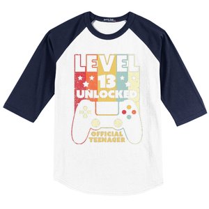 13th Birthday . Level 13 Unlocked, Nager Baseball Sleeve Shirt