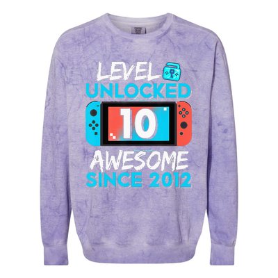 10Th Birthday  Level 10 Unlocked Awesome 2012 Video Gamer Colorblast Crewneck Sweatshirt