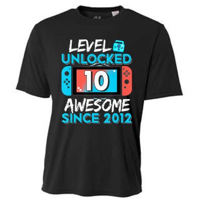 10Th Birthday  Level 10 Unlocked Awesome 2012 Video Gamer Cooling Performance Crew T-Shirt