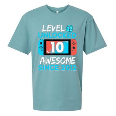 10Th Birthday  Level 10 Unlocked Awesome 2012 Video Gamer Sueded Cloud Jersey T-Shirt