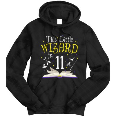 11th Bday Magic Wizard 11 Year Old Birthday Matching Family Tie Dye Hoodie