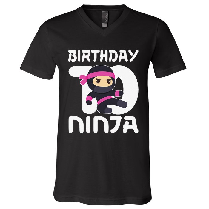 10th Birthday Ninja Ten 10 Year Old V-Neck T-Shirt