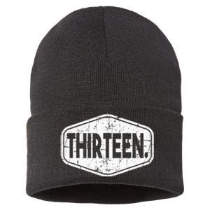 13th Birthday Of Boy Or Girl 13 Years Old Thirteen Sustainable Knit Beanie