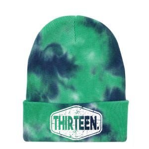 13th Birthday Of Boy Or Girl 13 Years Old Thirteen Tie Dye 12in Knit Beanie