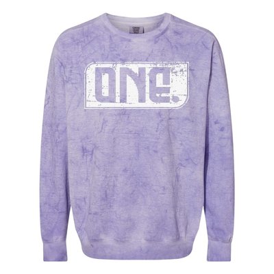 1st Birthday Of Or, 1 Year Old, One Colorblast Crewneck Sweatshirt