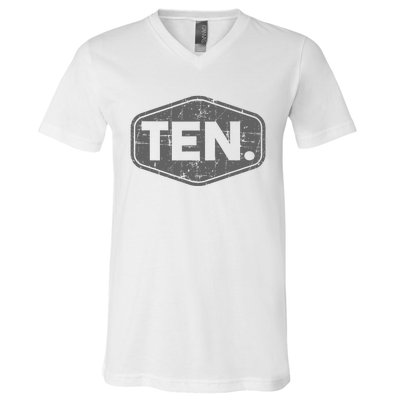 10th Birthday Of Boy Or Girl 10 Years Old Ten V-Neck T-Shirt