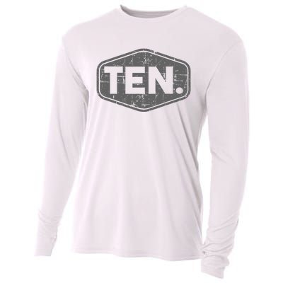 10th Birthday Of Boy Or Girl 10 Years Old Ten Cooling Performance Long Sleeve Crew