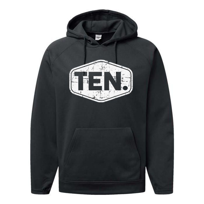 10th Birthday of 10 years old ten Performance Fleece Hoodie