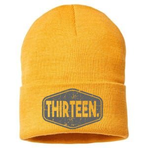 13th Birthday Of Boy Or Girl 13 Years Old Thirteen Sustainable Knit Beanie