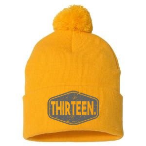 13th Birthday Of Boy Or Girl 13 Years Old Thirteen Pom Pom 12in Knit Beanie