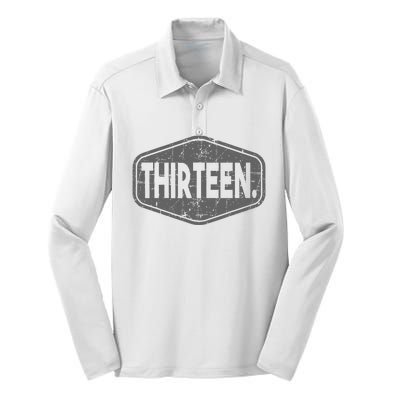 13th Birthday Of Boy Or Girl 13 Years Old Thirteen Silk Touch Performance Long Sleeve Polo