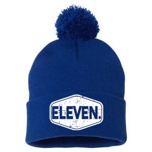 11th Birthday Of Boy Or Girl, 11 Years Old, Eleven Pom Pom 12in Knit Beanie