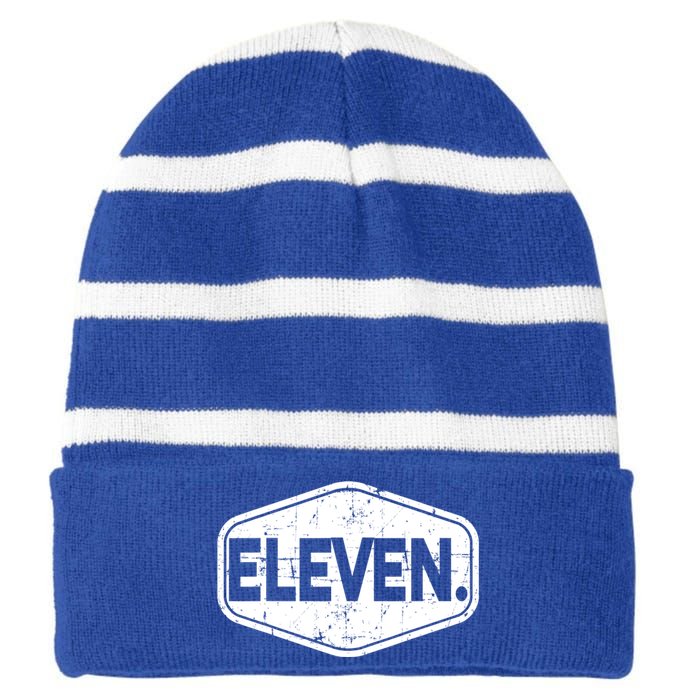 11th Birthday Of Boy Or Girl, 11 Years Old, Eleven Striped Beanie with Solid Band