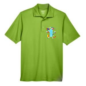 1st Birthday Plane Hot Air Balloon Helicopter Number 1 Men's Origin Performance Pique Polo