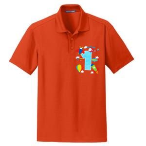 1st Birthday Plane Hot Air Balloon Helicopter Number 1 Dry Zone Grid Polo