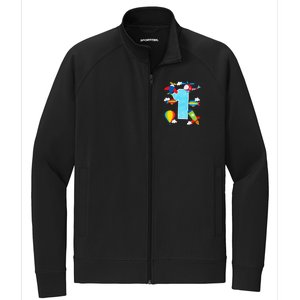 1st Birthday Plane Hot Air Balloon Helicopter Number 1 Stretch Full-Zip Cadet Jacket