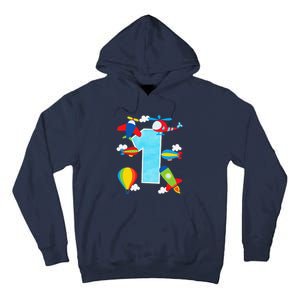 1st Birthday Plane Hot Air Balloon Helicopter Number 1 Tall Hoodie