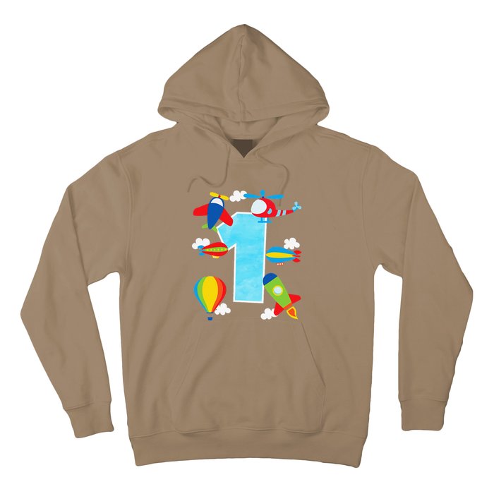 1st Birthday Plane Hot Air Balloon Helicopter Number 1 Hoodie