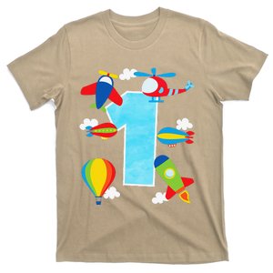 1st Birthday Plane Hot Air Balloon Helicopter Number 1 T-Shirt