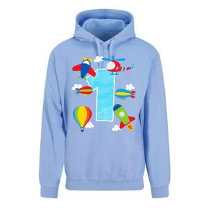 1st Birthday Plane Hot Air Balloon Helicopter Number 1 Unisex Surf Hoodie