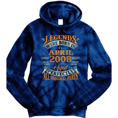 15th Birthday Present Gift Legends Born In April 2008 15 Years Old Tie Dye Hoodie