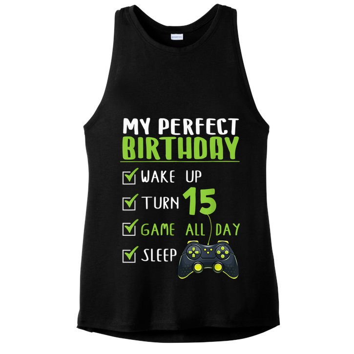 15th Birthday Party Perfect For Gamer 15 Years Old Boy Ladies PosiCharge Tri-Blend Wicking Tank