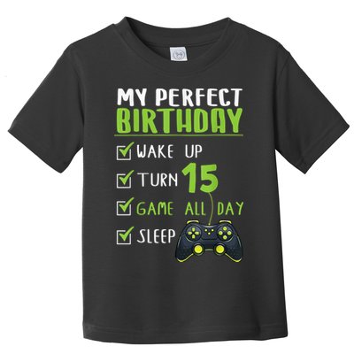15th Birthday Party Perfect For Gamer 15 Years Old Boy Toddler T-Shirt