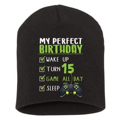 15th Birthday Party Perfect For Gamer 15 Years Old Boy Short Acrylic Beanie