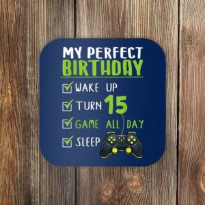 15th Birthday Party Perfect For Gamer 15 Years Old Boy Coaster