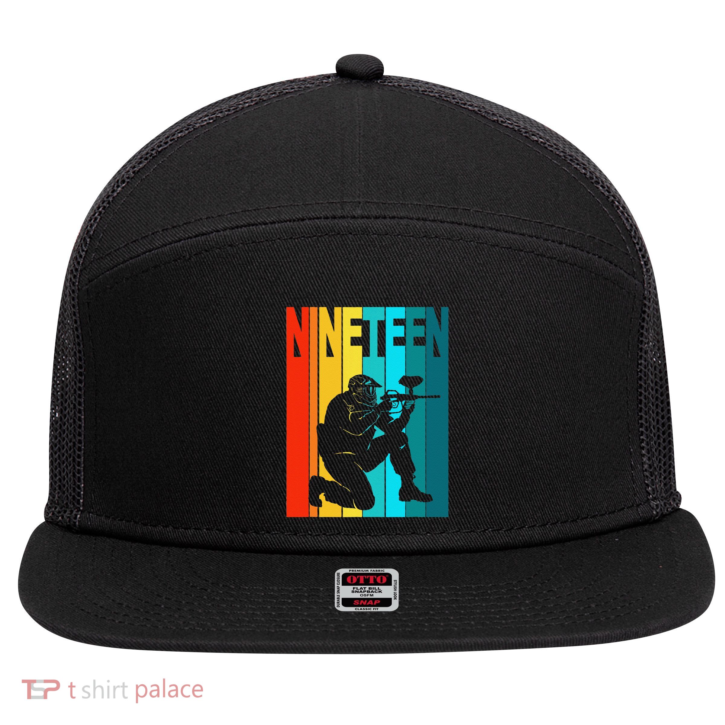 19th Birthday Paintball Theme 19 Year Old Boy Birthday 7 Panel Mesh Trucker Snapback Hat