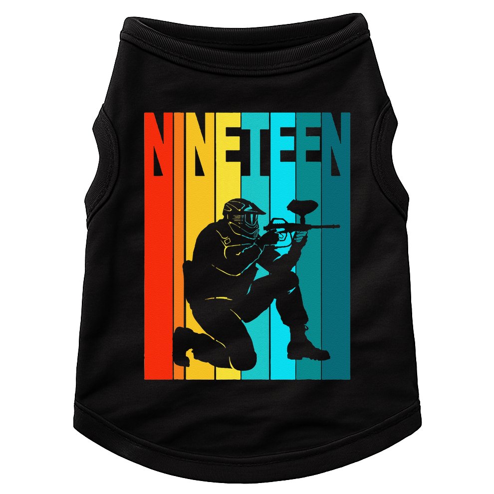 19th Birthday Paintball Theme 19 Year Old Boy Birthday Doggie Tank