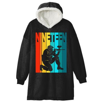 19th Birthday Paintball Theme 19 Year Old Boy Birthday Hooded Wearable Blanket