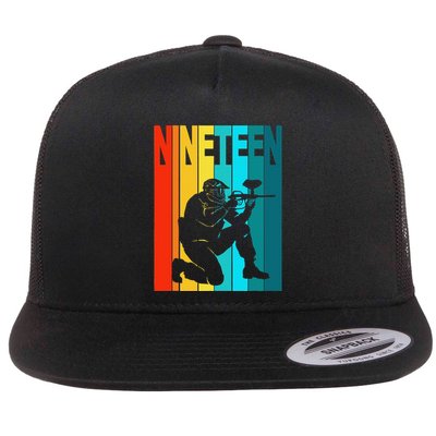 19th Birthday Paintball Theme 19 Year Old Boy Birthday Flatbill Hat