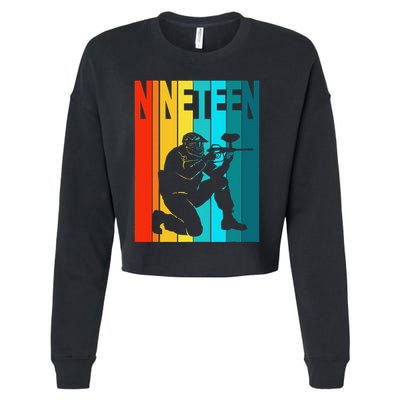 19th Birthday Paintball Theme 19 Year Old Boy Birthday Cropped Pullover Crew