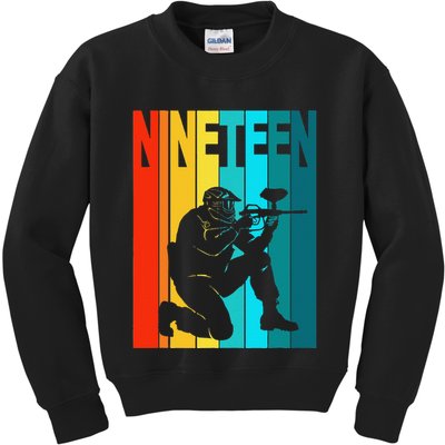 19th Birthday Paintball Theme 19 Year Old Boy Birthday Kids Sweatshirt