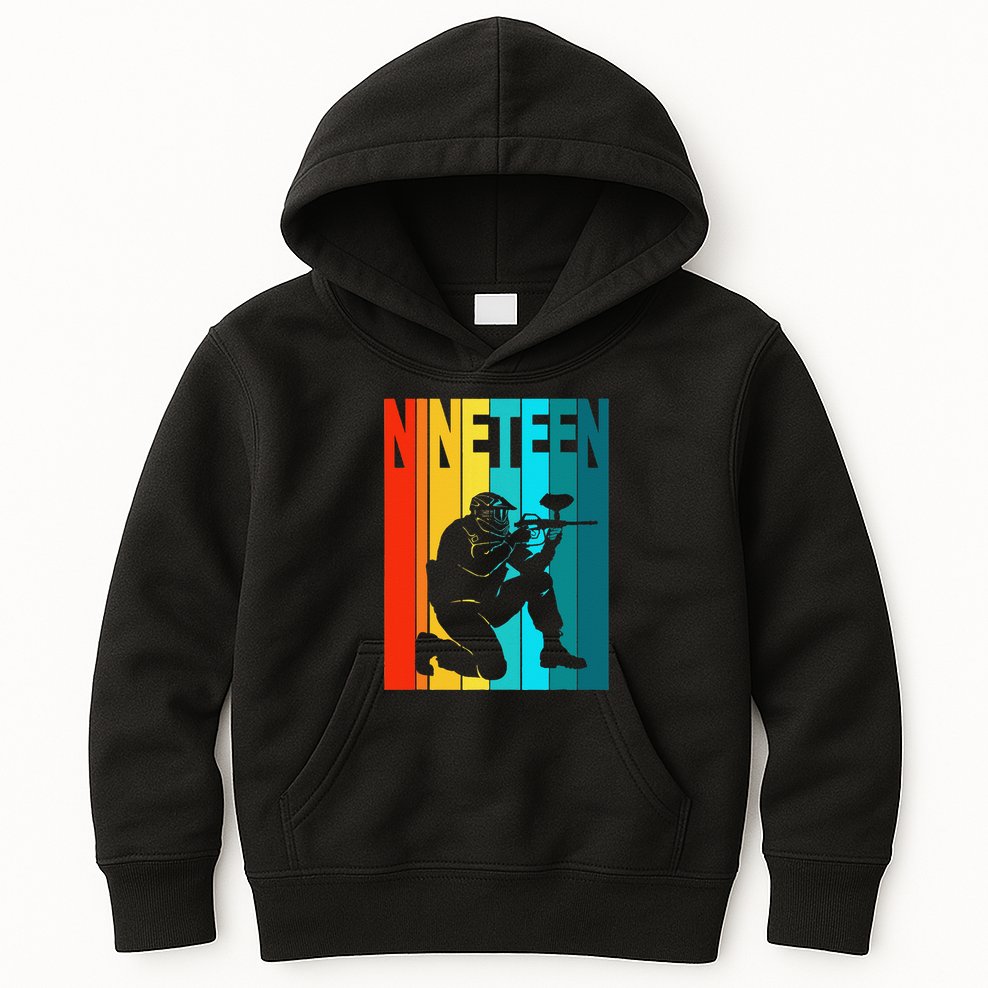 19th Birthday Paintball Theme 19 Year Old Boy Birthday Kids Hoodie