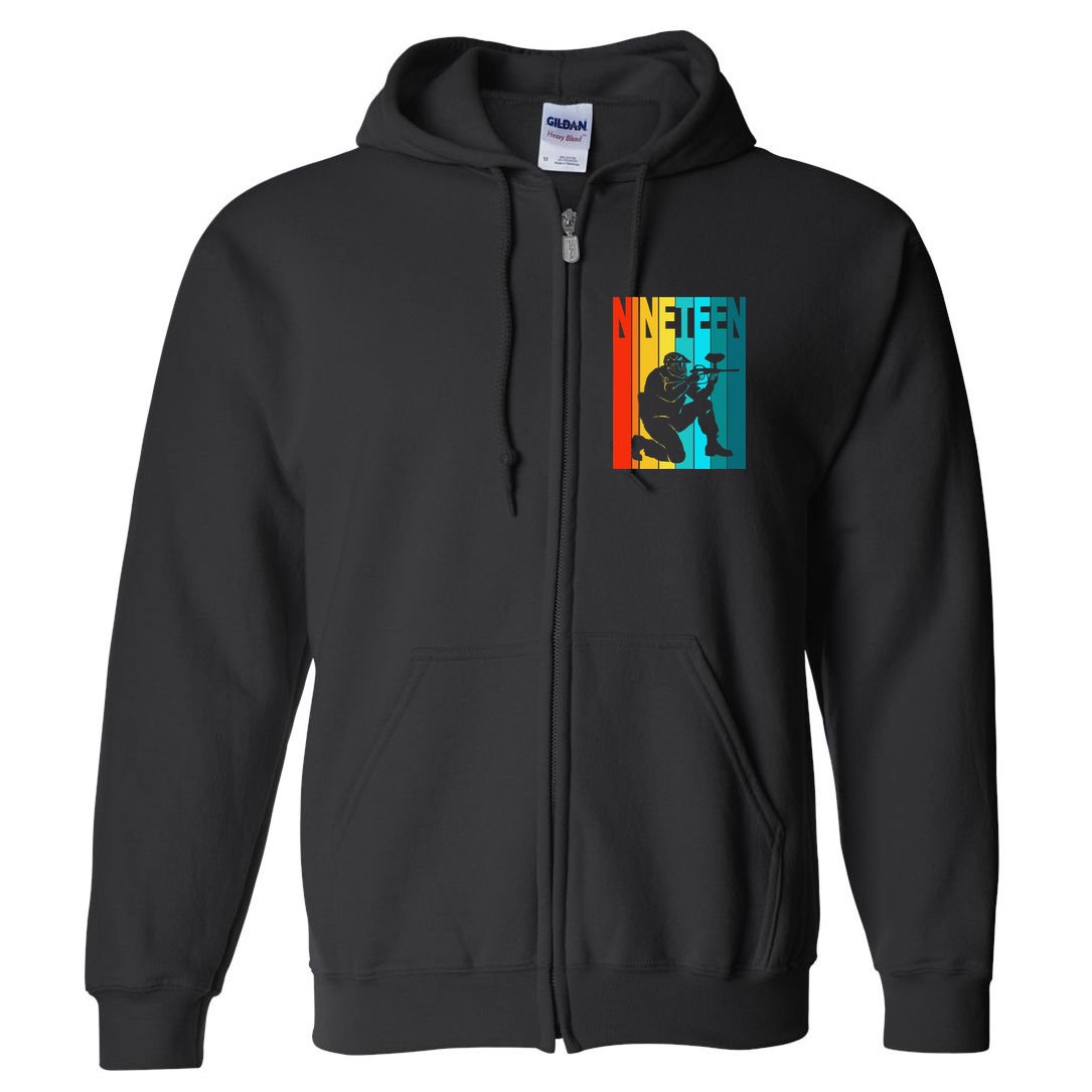 19th Birthday Paintball Theme 19 Year Old Boy Birthday Full Zip Hoodie